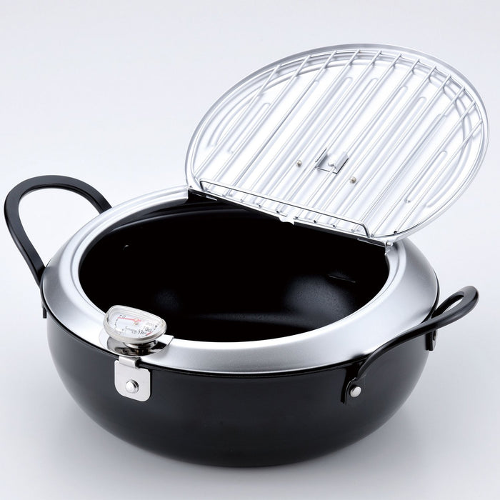 20cm Black Iron Tempura Pot with Lid - IH Compatible by Wahei Freiz