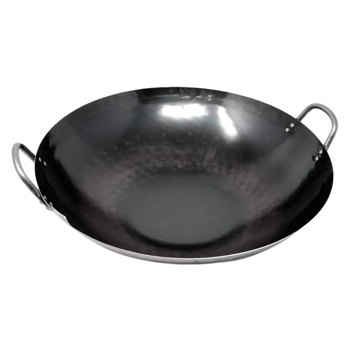 Yamada 30cm Double-Handle Wok - Hammered Iron (1.2mm Thickness)