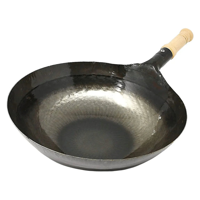 Yamada 24cm Round Bottom Wok with Wooden Handle - 1.2mm Thickness