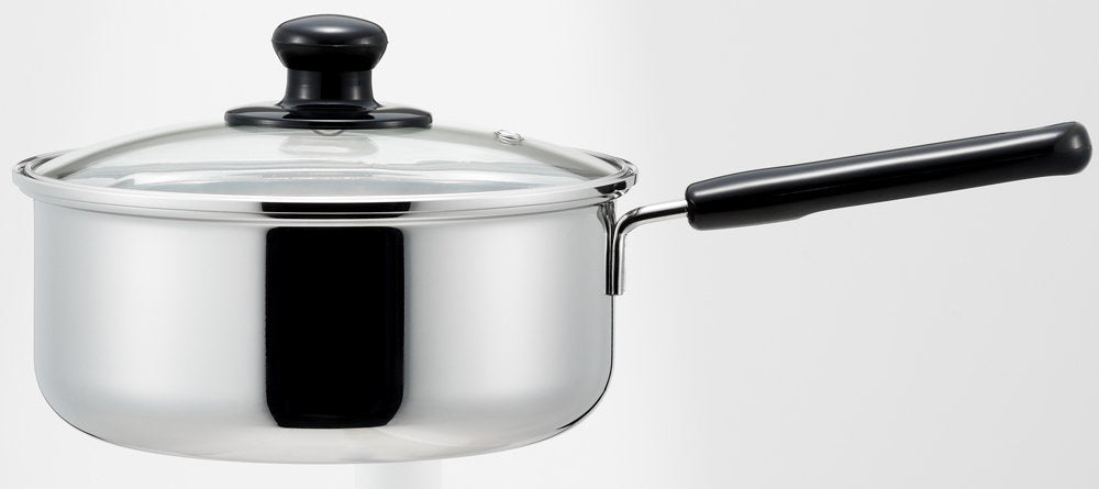 Yoshikawa 20Cm IH Compatible One-Handed Pot - Silver Stainless Cookware