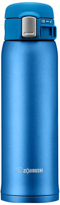 Zojirushi 480ml Matte Blue Stainless Mug - One Touch Open